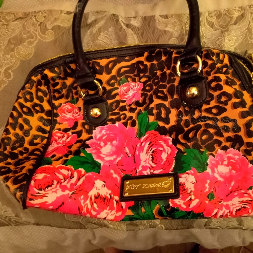 Betsey Johnson bag w/leopard&floral detail like nw